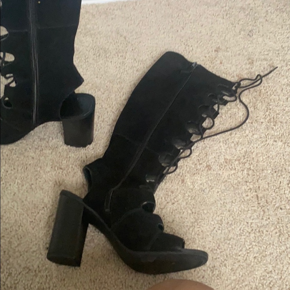 Knee high suede black boots